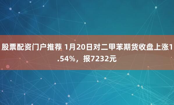 股票配资门户推荐 1月20日对二甲苯期货收盘上涨1.54%，报7232元
